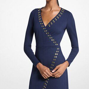 SOLD NWT Michael Kors Navy Studded Wrap Dress Size X-Small